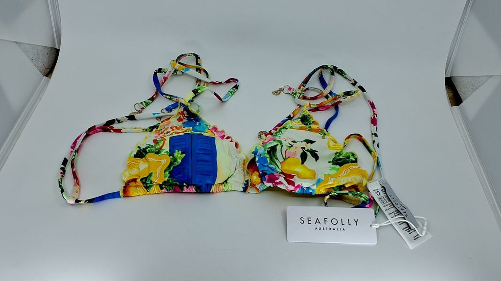 Seafolly Women's Standard Slide Triangle Bikini Top, Ciao Bella White