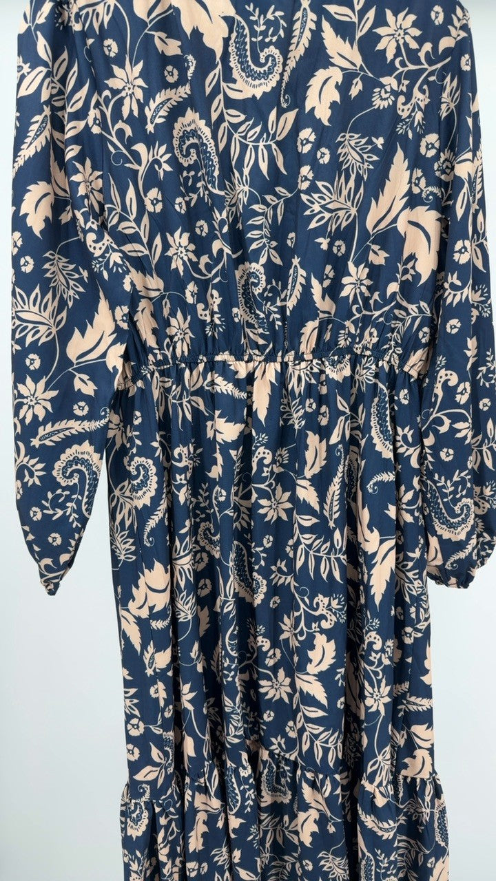 Plus Size Floral Print Long Sleeve Maxi Dress
