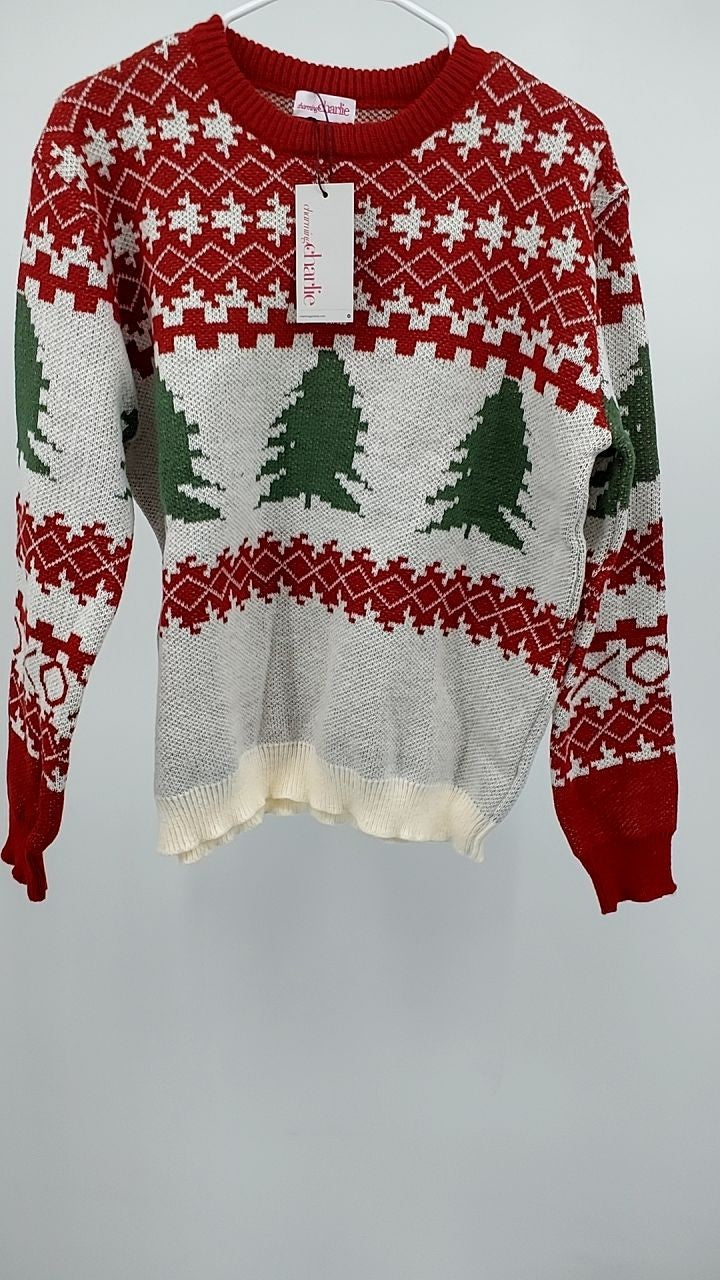Christmas Tree Pattern Round Neck Sweater