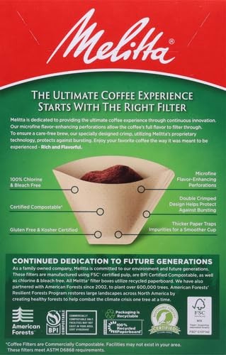 100 Count Melitta #4 Cone Coffee Filters Natural Brown Unbleached