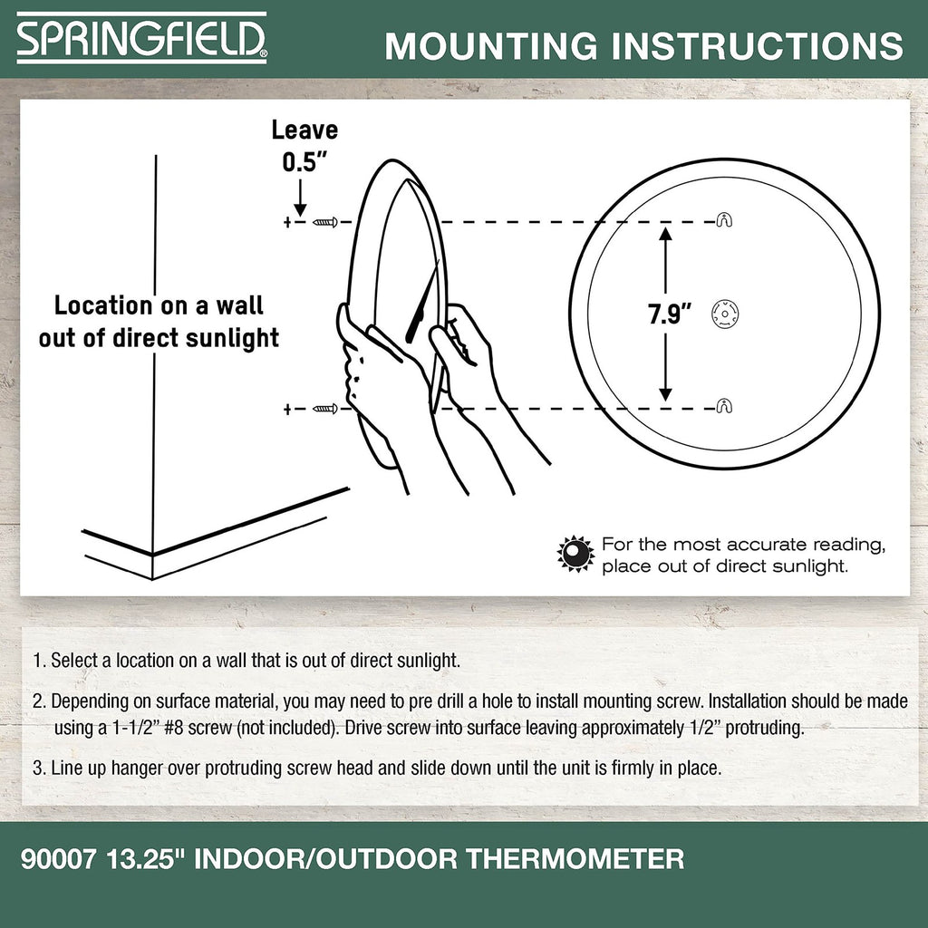 Indoor/Outdoor 13.25-Inch Thermometer, White, Mounting Bracket Included