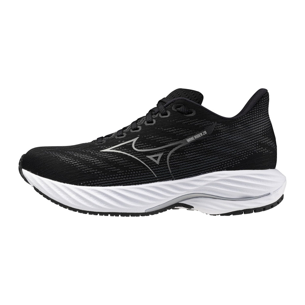 Mizuno Women's Wave Rider 28 D Running Shoe, Black-Harbor Mist, 10 Wide