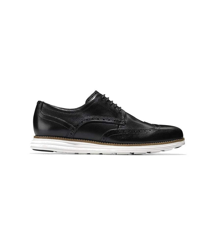 Cole Haan Men's Original Grand Shortwing Oxford Shoe, Black Leather/White, 10.5