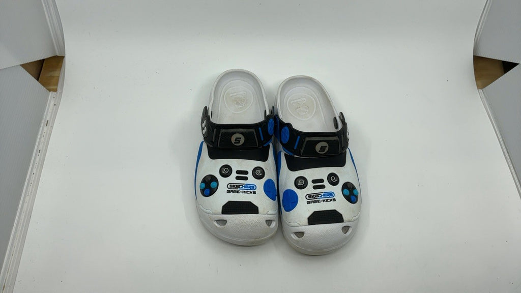 SKECHERS Boy's Zaggle-Hydro-Pointz Clog, White/Black/Blue, 4 Big Kid