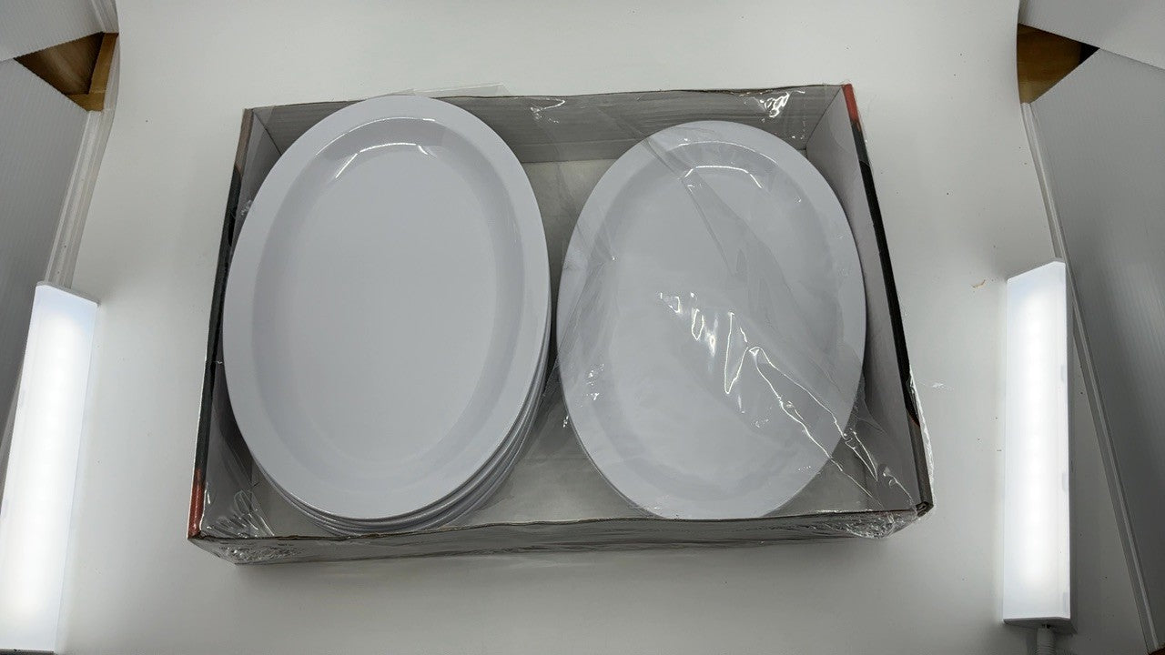 Oval Melamine Platter 9.75x6.75 in, White, 12 Pieces by Winco