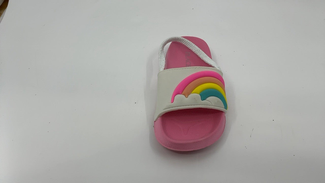 Baby Girls Toddler Slide Sandals w/ Backstrap, Rainbow Wave, Size 10