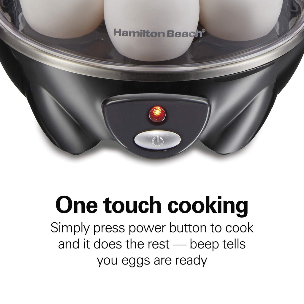 Hamilton Beach Egg Cooker, 3-in-1, Holds 7, Black, Omelet & Steamer