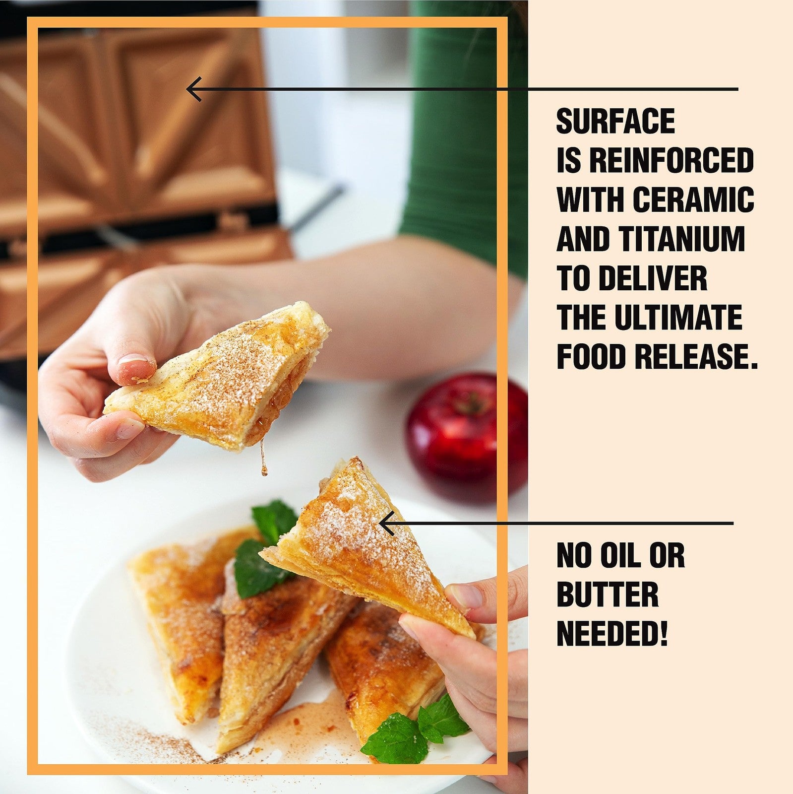 Gotham Steel Nonstick Panini Press Sandwich Maker, Black, 2 Sandwiches