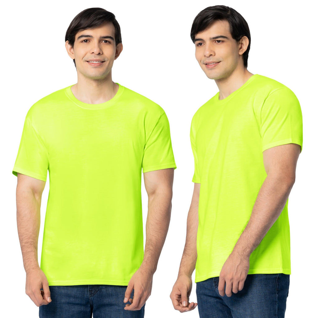 Eversoft Cotton Crew Neck T-Shirts 2 Pack - Safety Green, XX-Large