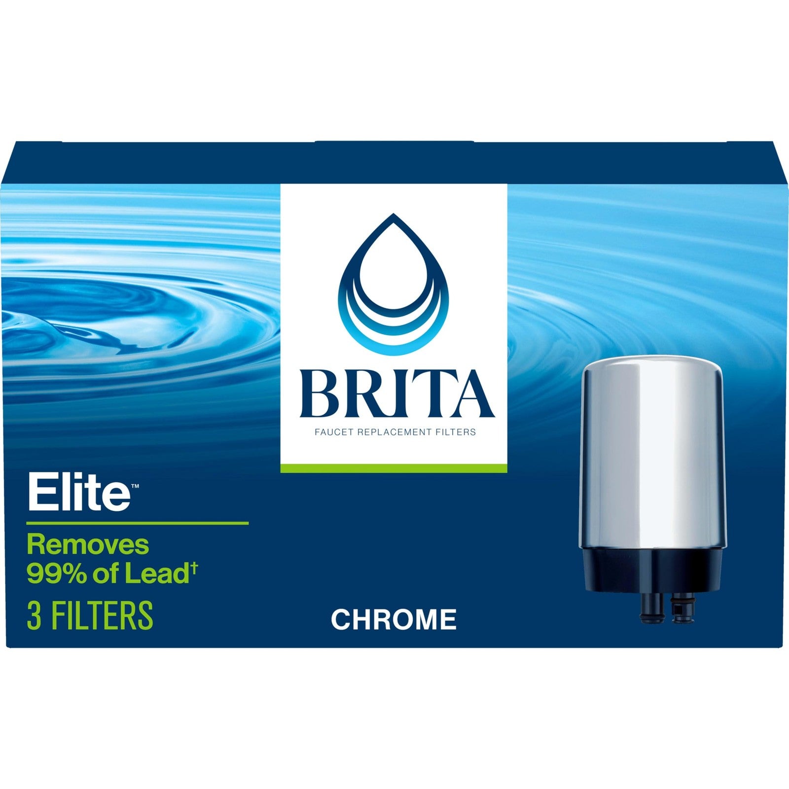Brita 3 Filters for Faucet Mount, Chrome, Removes 99% Lead & Microplastics