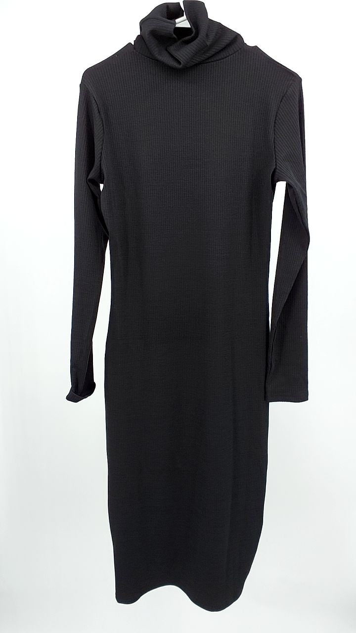 Ribbed Turtleneck Long Sleeve Dress