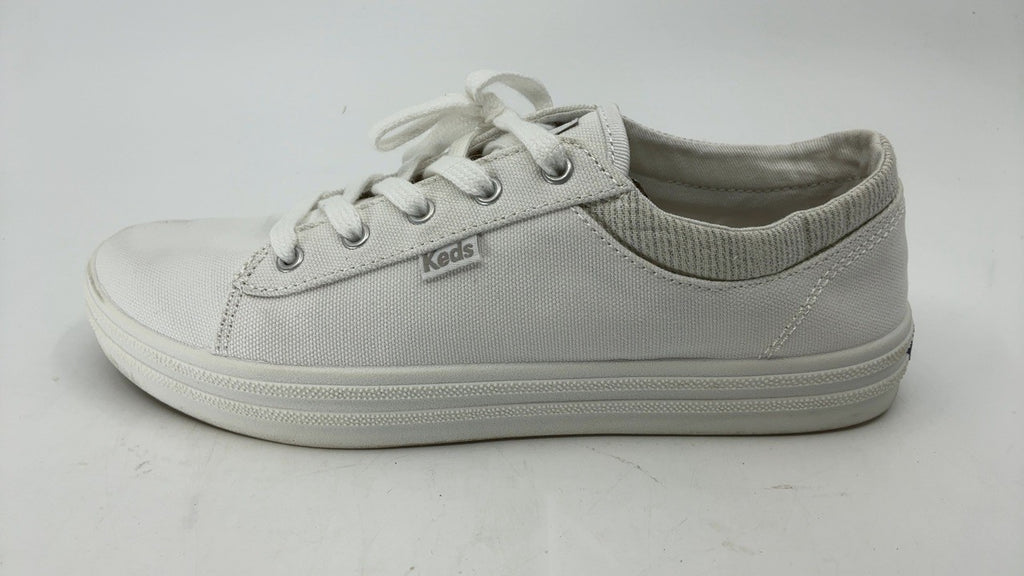 Keds Courty Core Lace Up, Sneaker Womens, White Leather, 7 Wide