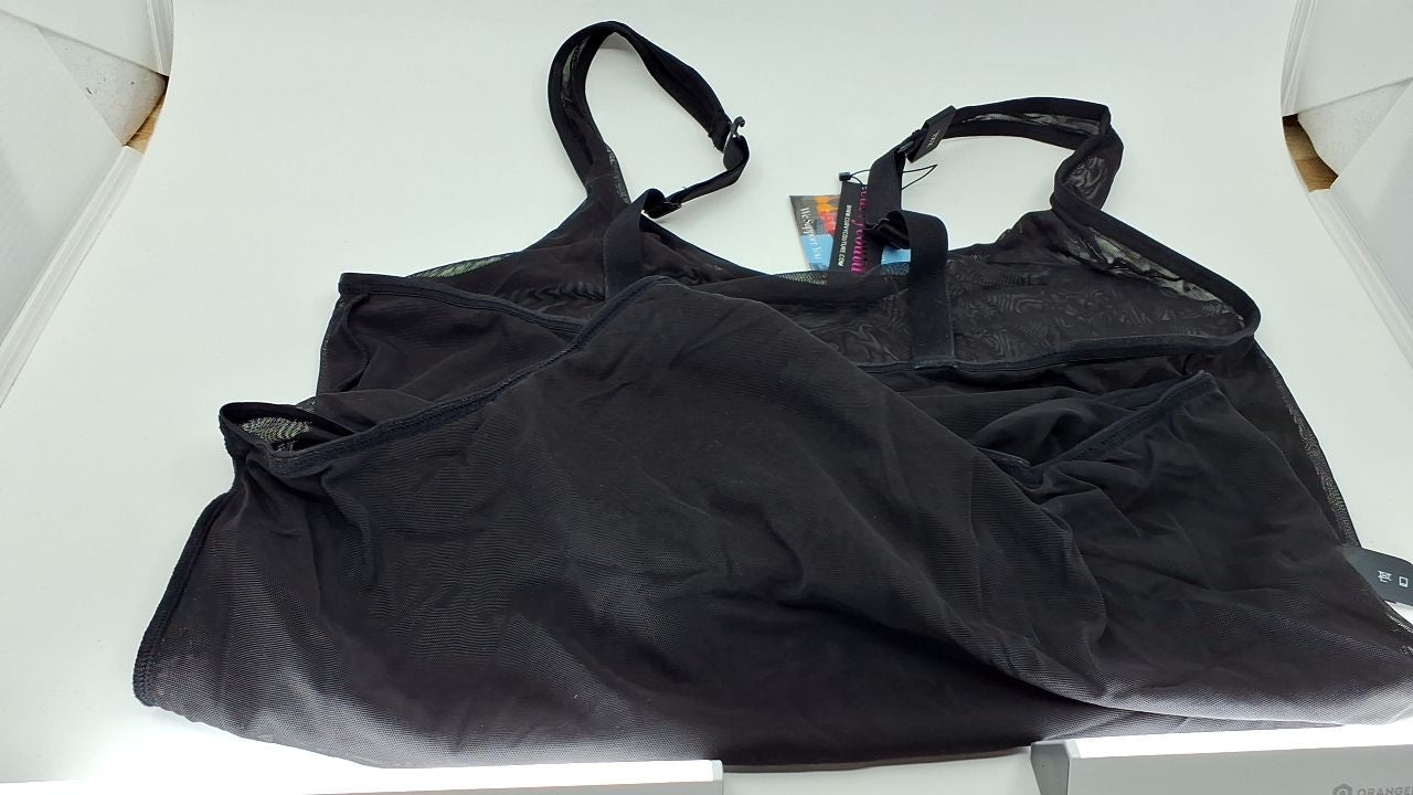 Curvy Couture Women's Plus Size Sheer Mesh Bodysuit Black Hue XXL