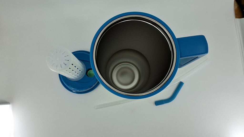 40 OZ Insulated Tumbler w/ Handle & Straw, Mist Blue Stainless Steel