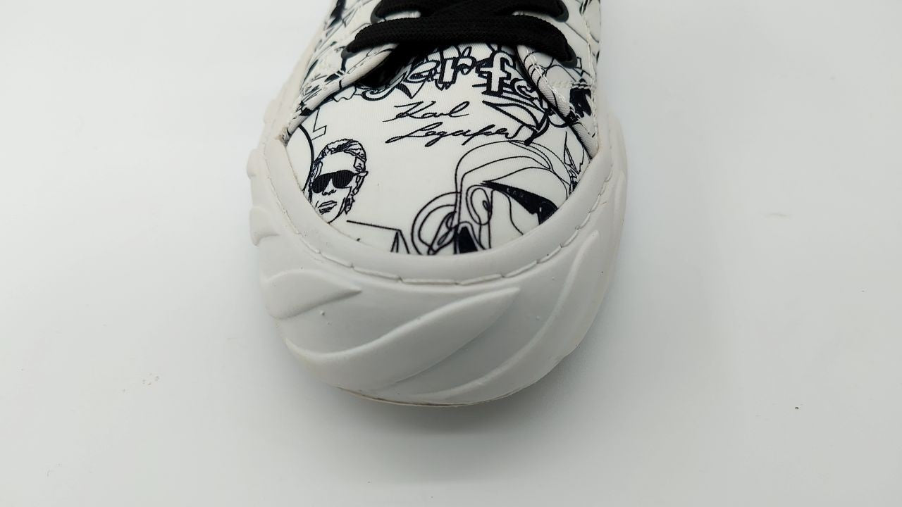 Karl Lagerfeld Paris Men's Logo Rubber Sole Low Top Sneaker, White, 9