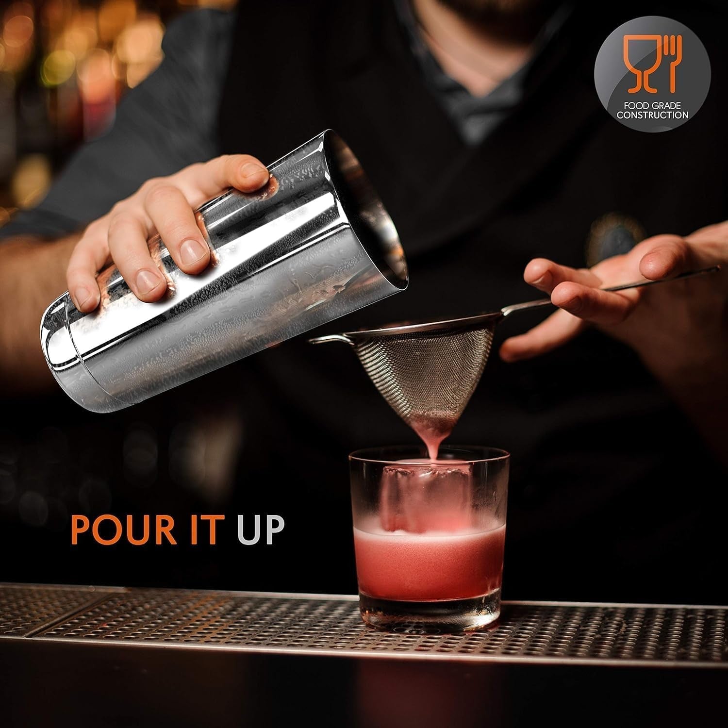 15 Piece Stainless Steel Cocktail Shaker Set w/ Pourers & Bar Tools