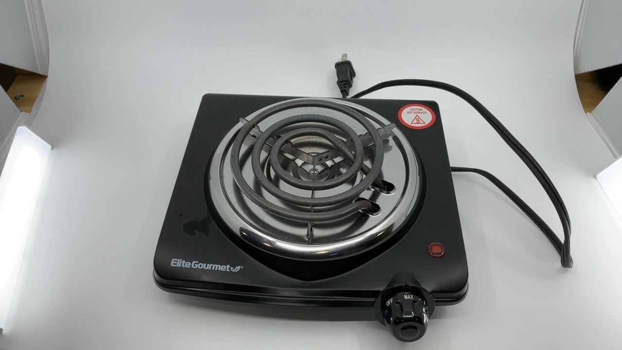 Elite Gourmet ESB100B Black Electric Hot Plate w/ Temperature Control
