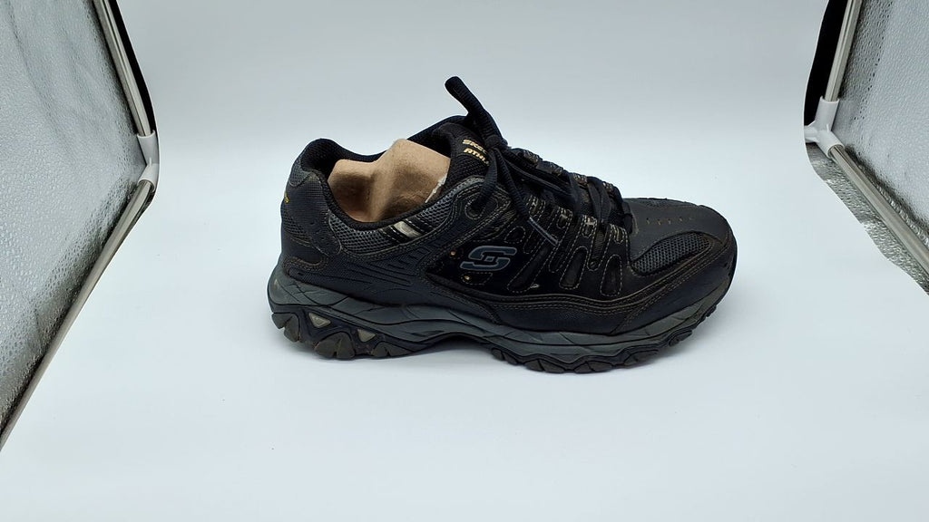 Men's Afterburn M. Fit Fashion Sneakers, Leather, 9 X-Wide, Black/Charcoal