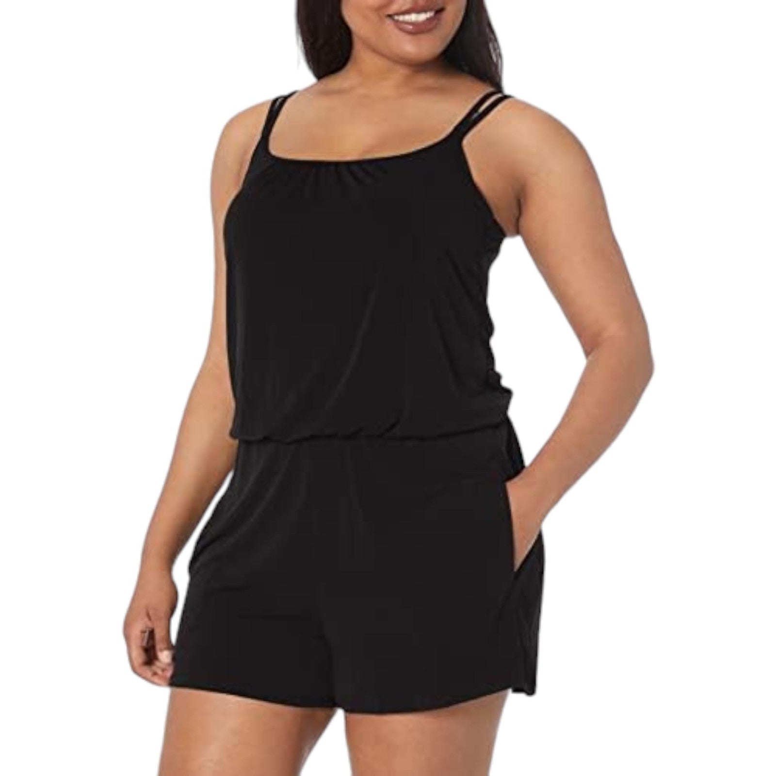 Maxine of Hollywood Women's Plus Size 20W Black One Piece Swimsuit