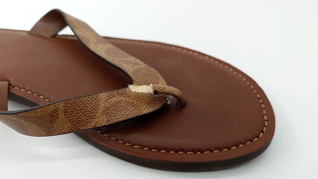 **Needs Repair** Coach Women's Brianna Flip Flop Flat Sandals, Brown, 10