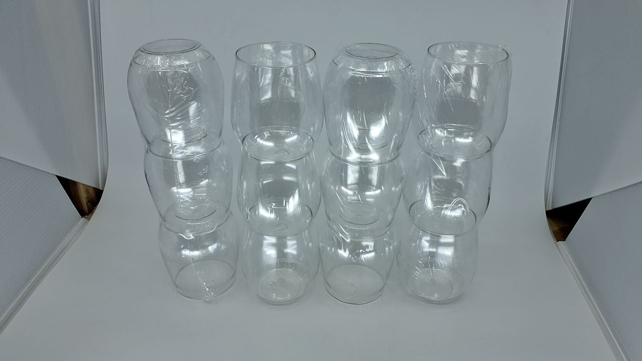 14oz Vino Clear Plastic Wine Glasses Set of 12 Unbreakable & Recyclable