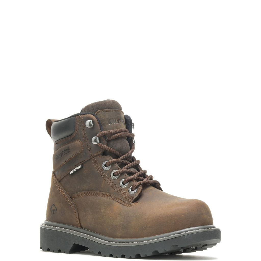 Wolverine Women's Floorhand Steel-Toe 6" Waterproof Work Boot, Dk Brown, 5