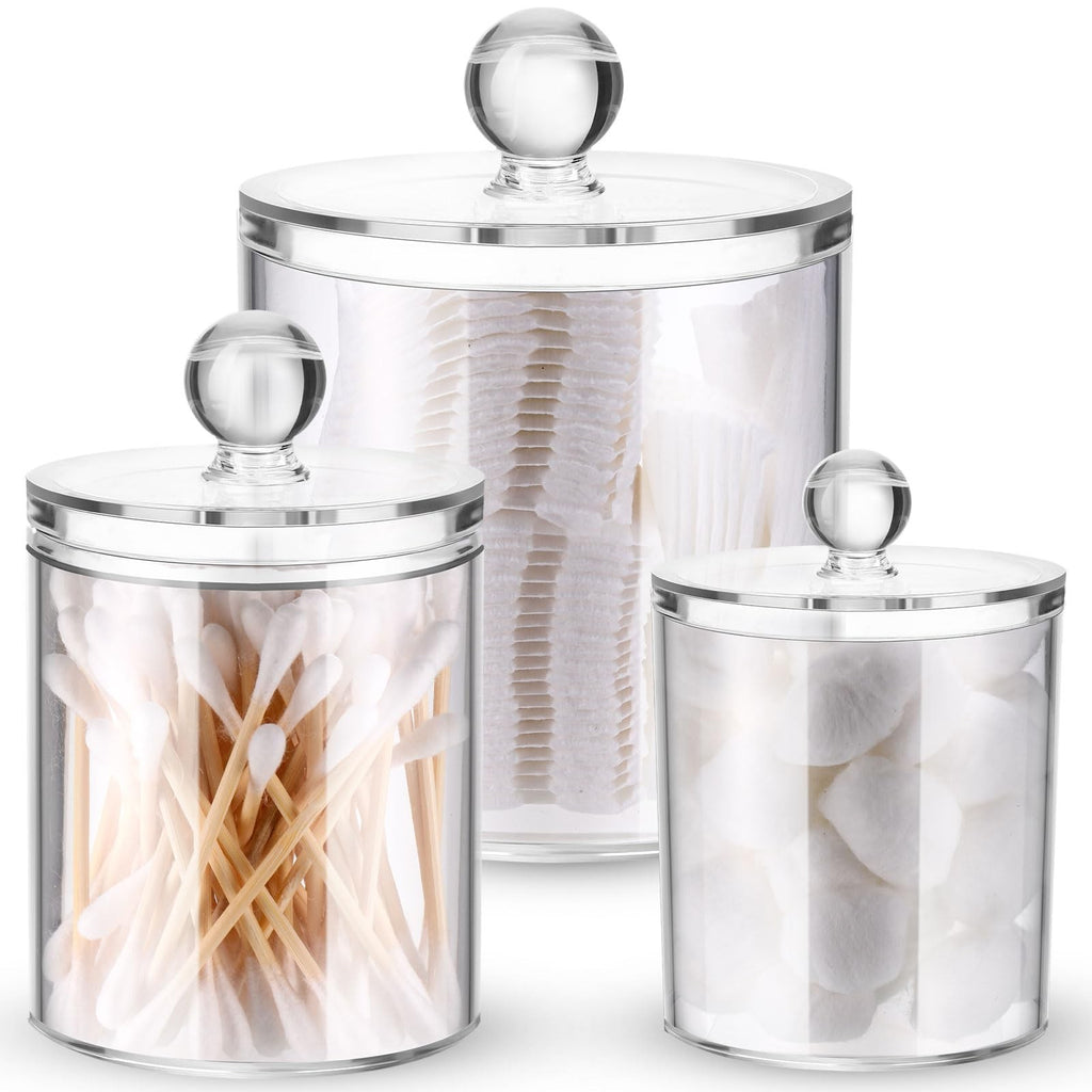 6 Pack Acrylic Storage Jars w/ Lids, 10/22/39 oz Clear Bathroom Canisters