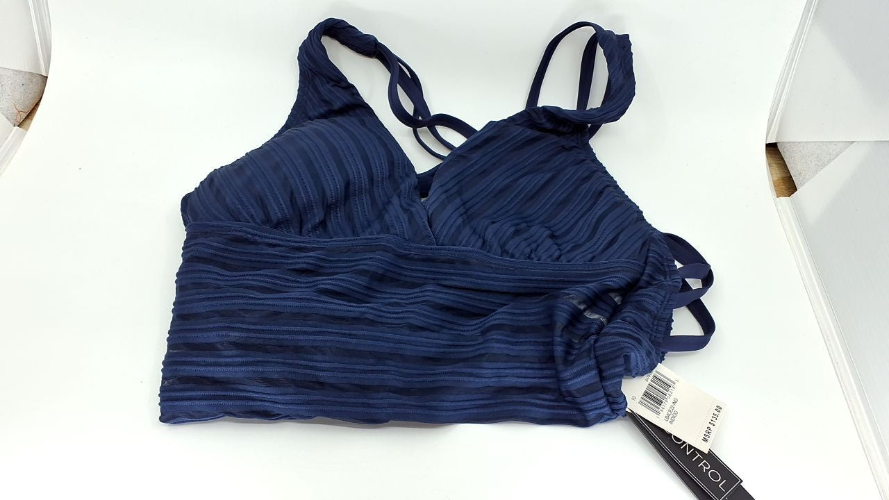 La Blanca Multi Strap Cross Back One Piece Swimsuit, Indigo, Size 10