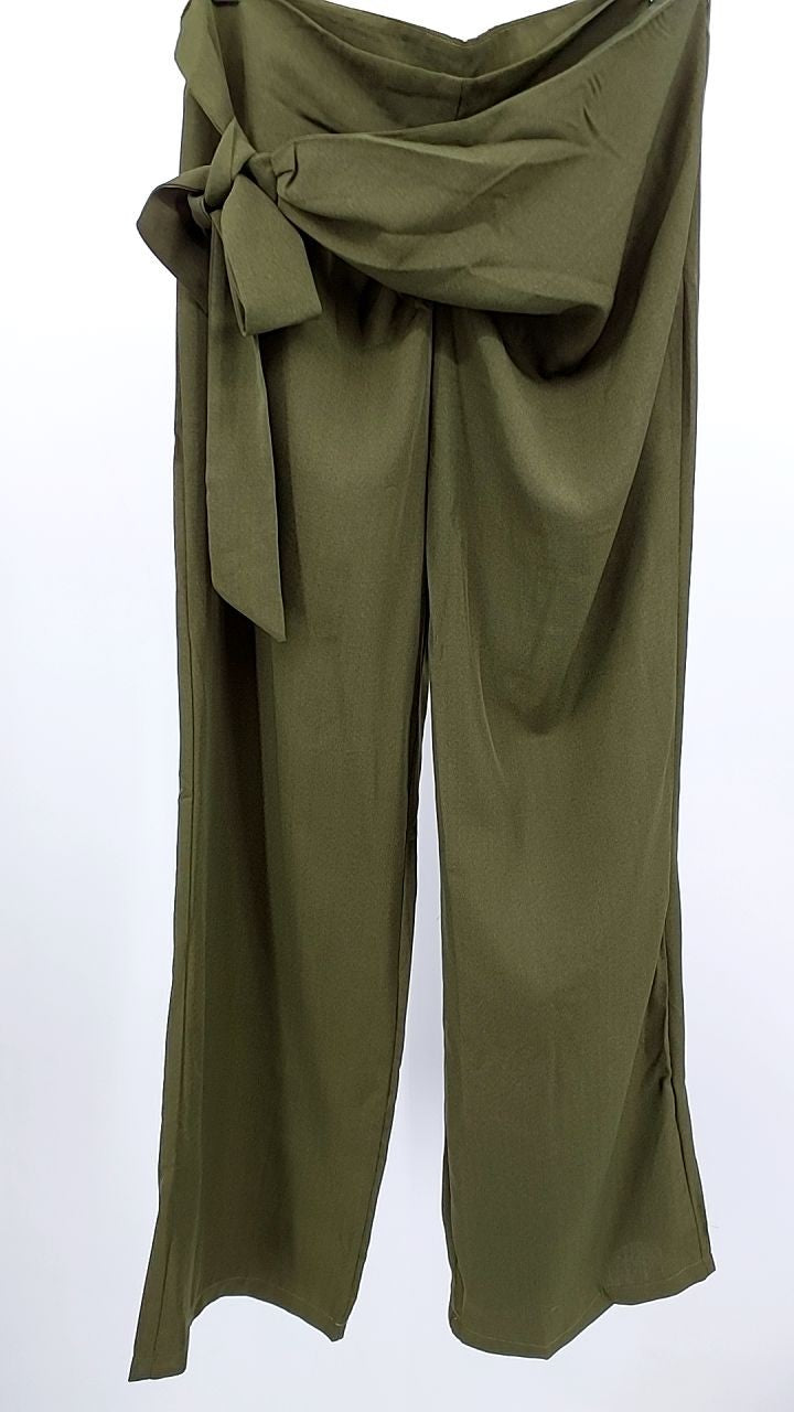 Wrap Waist Wide Leg Pants