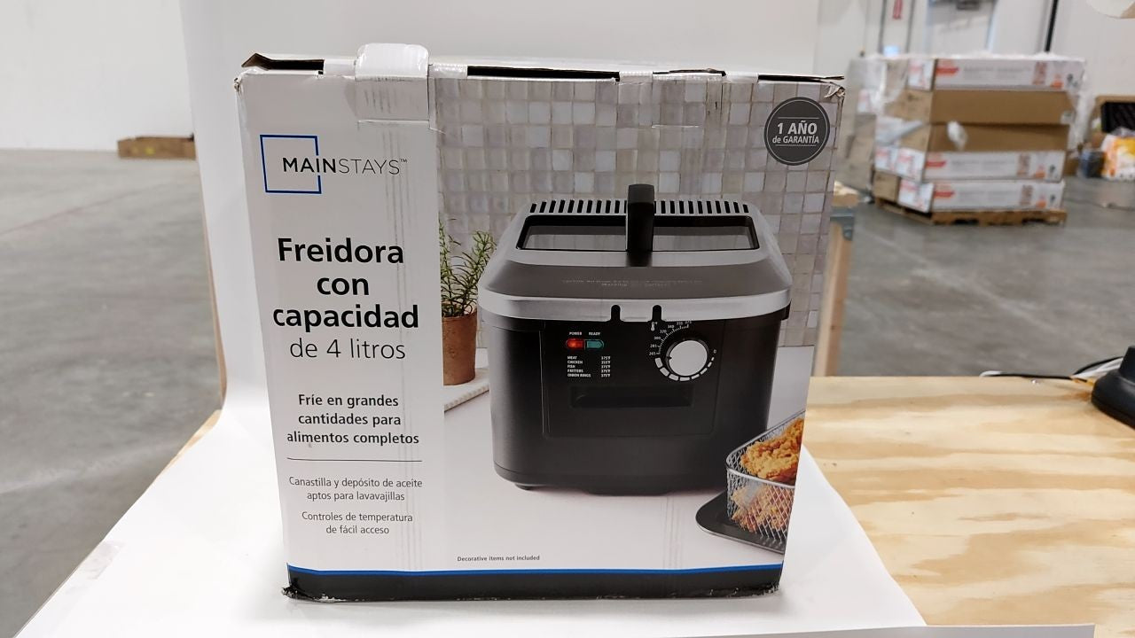 Mainstays 4L Electric Deep Fryer, Matte Black, Stainless Lid