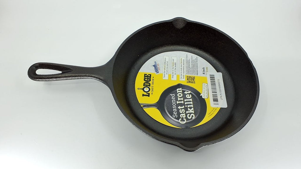 8 Inch Black Cast Iron Skillet by Lodge, Pre-Seasoned, Durable Cooking Tool