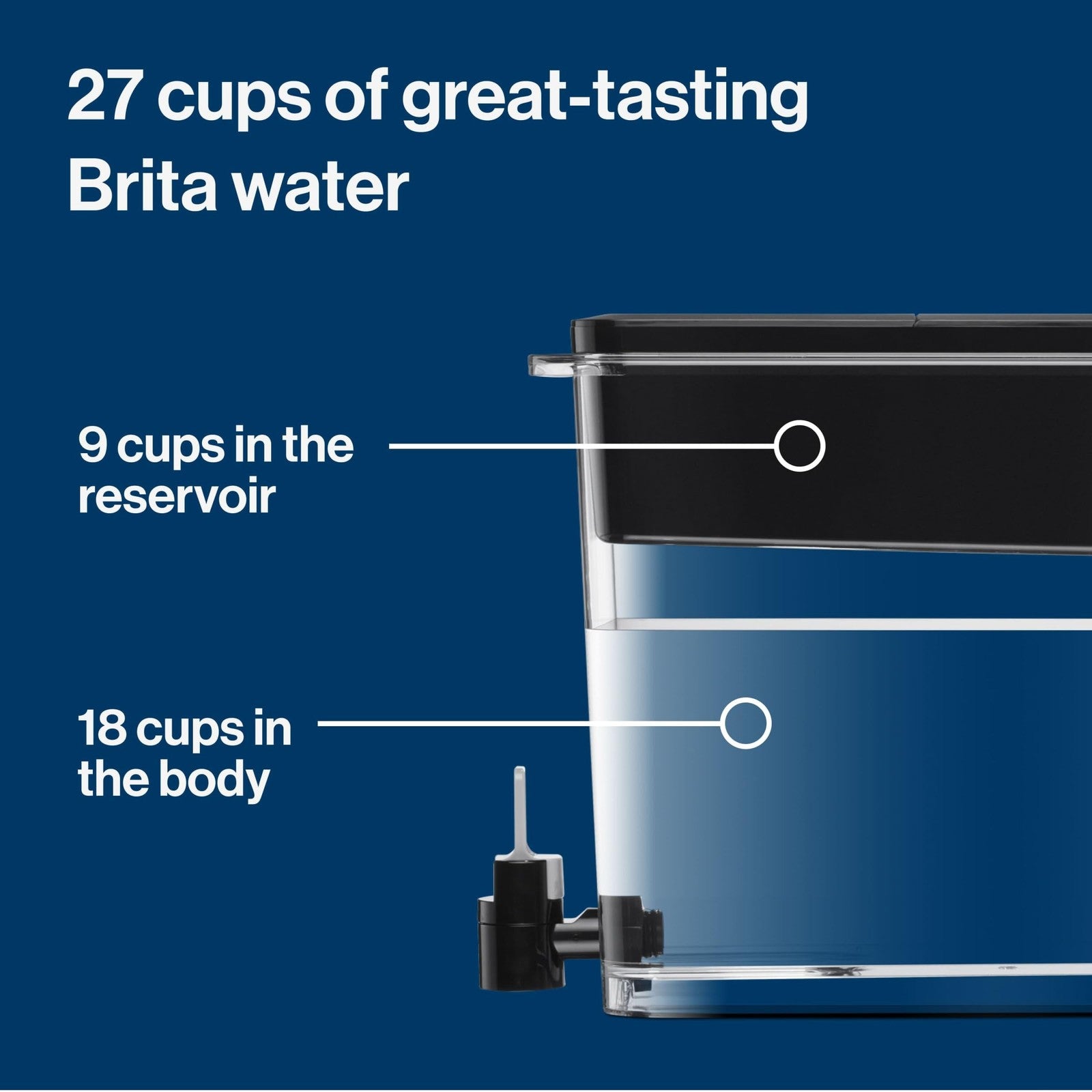 Brita UltraMax Elite Water Dispenser 27-Cup Black w/ 1 Filter
