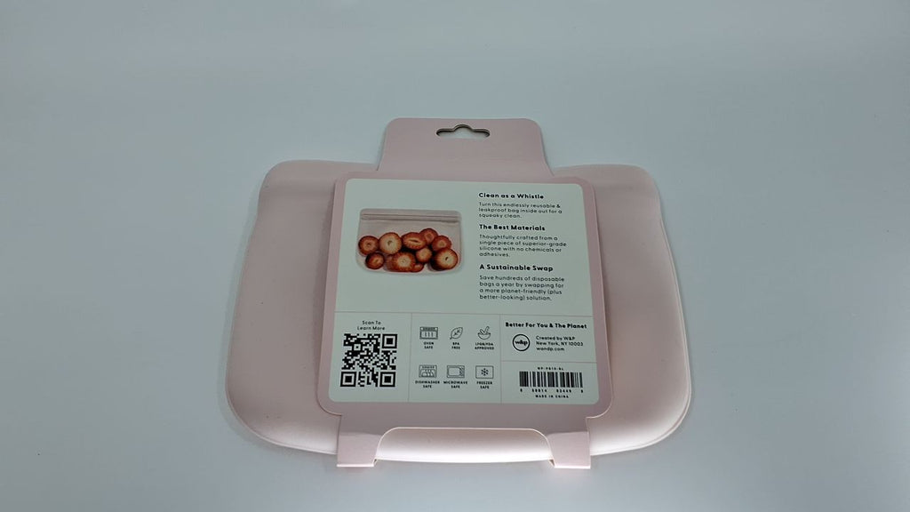 W&P 10oz Silicone Snack Bag, Blush, Microwave & Dishwasher Safe