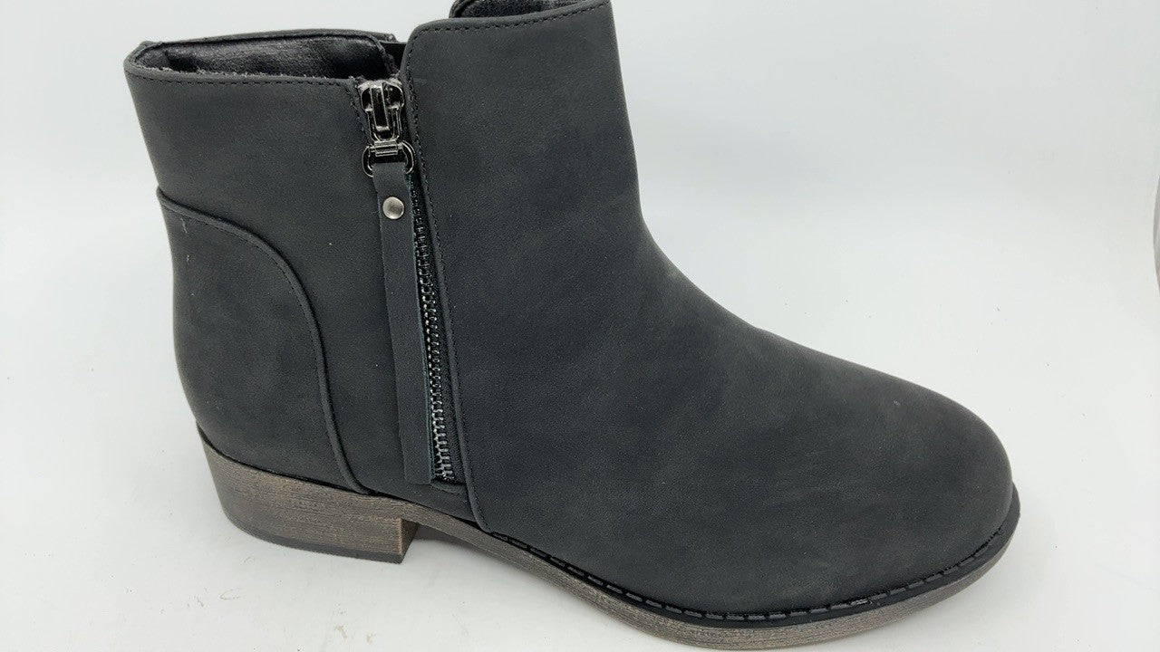 8.5 Veittes Women's Ankle Boots Black Slip On Chunky Heel Fashion