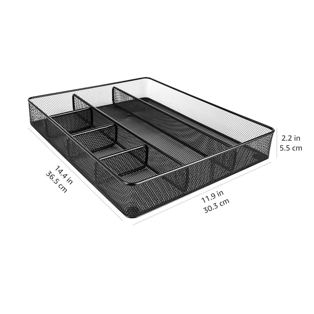 Black Mesh Drawer Organizer, 6 Compartments, Office Supplies