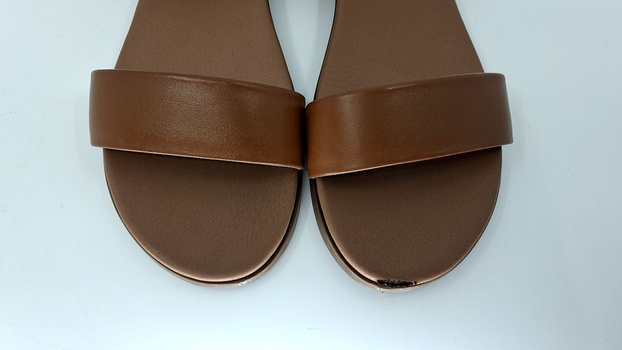 Steve Madden Women's DINA Flat Sandal, tan Leather, 9