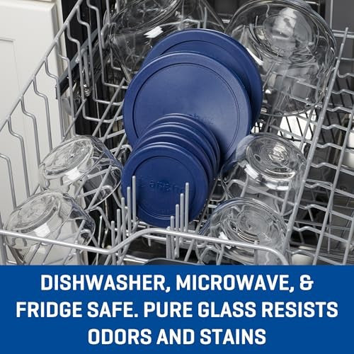 Anchor Hocking 12 Pc Glass Storage Containers w/ Navy Lids