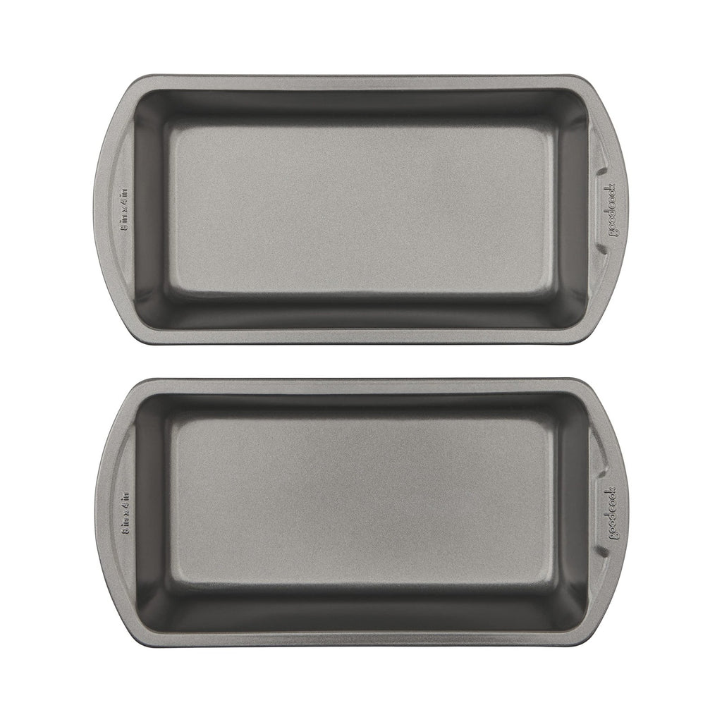 GoodCook 8x4-Inch Nonstick Loaf Pan Set of 2 - Gray Steel Bakeware