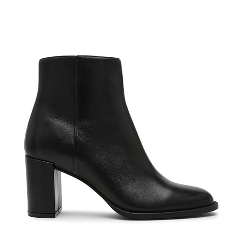 Steve Madden Women's Jozie Ankle Boot, Black Leather, 10M