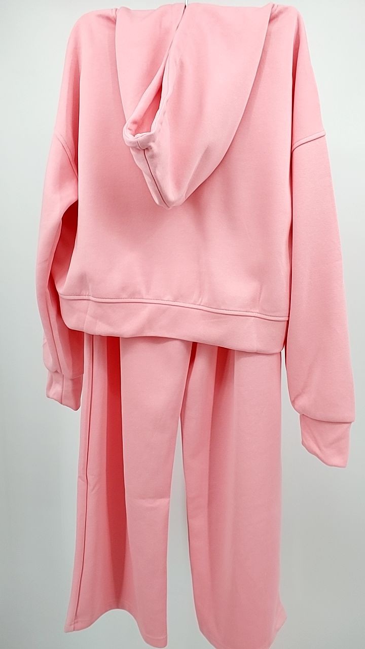 Zip Up Drawstring Hoodie and Pants Set