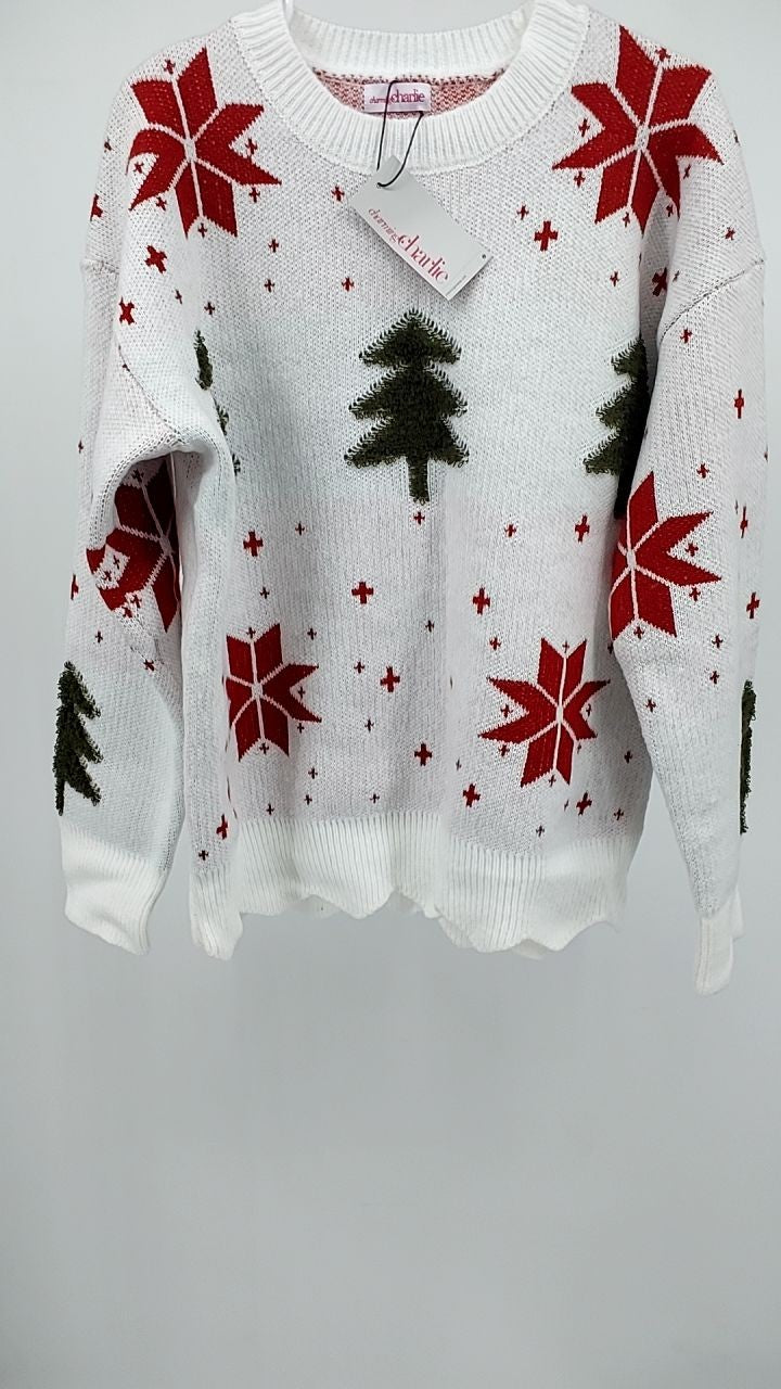 Christmas Tree Pattern Round Neck Sweater