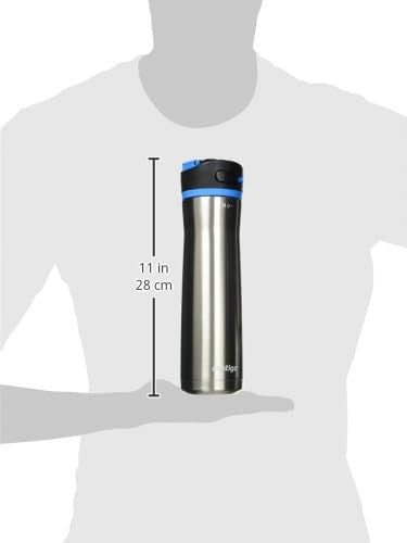 Contigo Ashland Water Bottle, 24 oz, Stainless Steel w/Blue Poppy