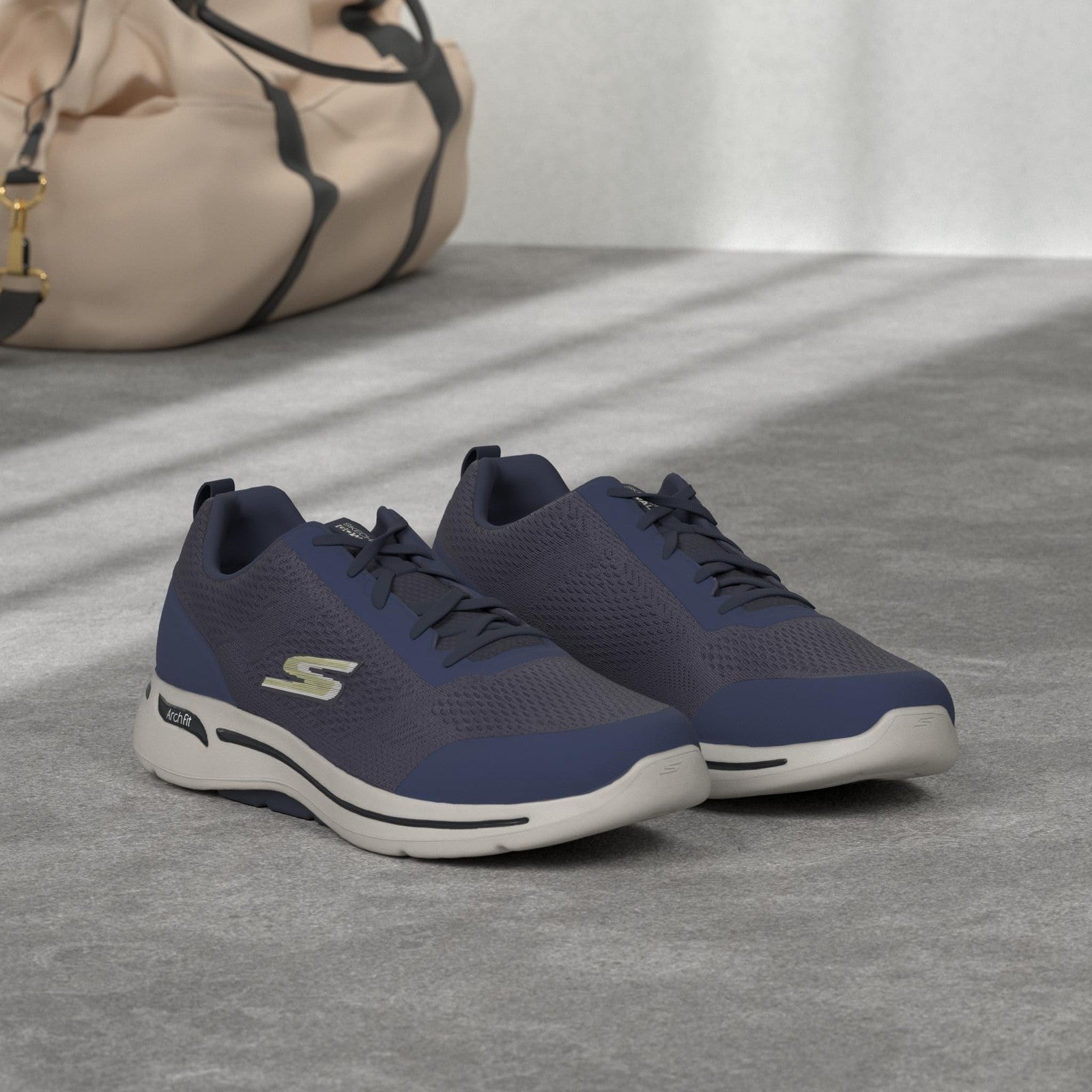 Men's Skechers Gowalk Arch Fit Walking Sneakers, Navy/Gold, Size 13