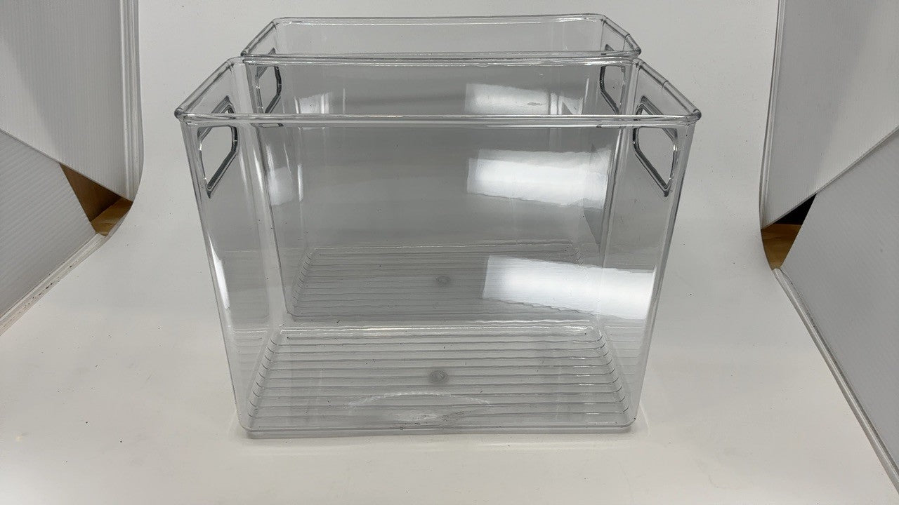 Set of 2 iDesign Pantry Bins, Clear, w/ Handles for Kitchen Organization