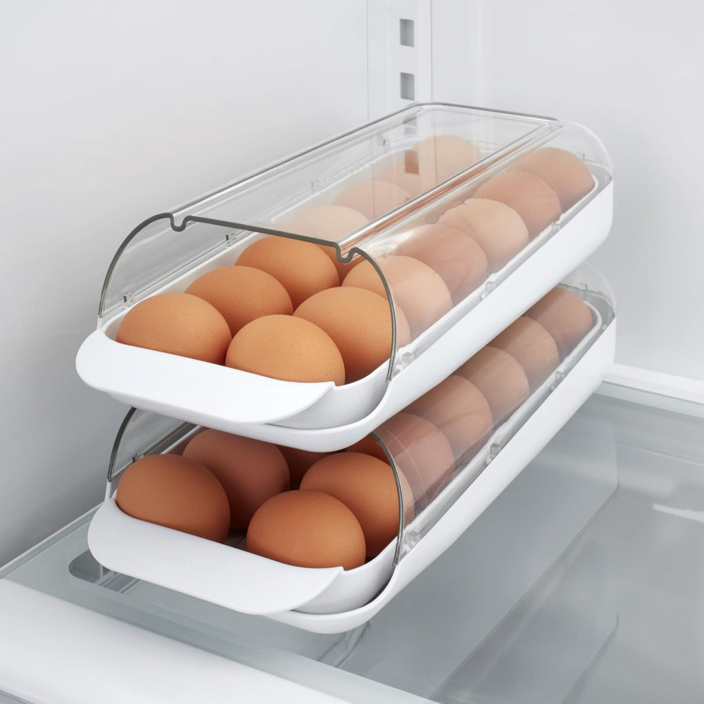 Fridge Egg Holder, Clear View, Stackable, Removable Tray, 12-14 Eggs