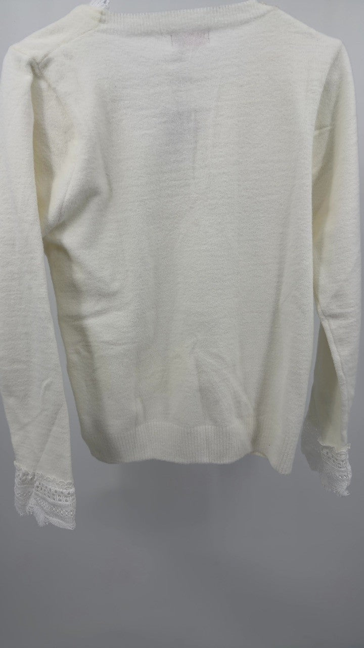 Lace Trim V-Neck Sweater