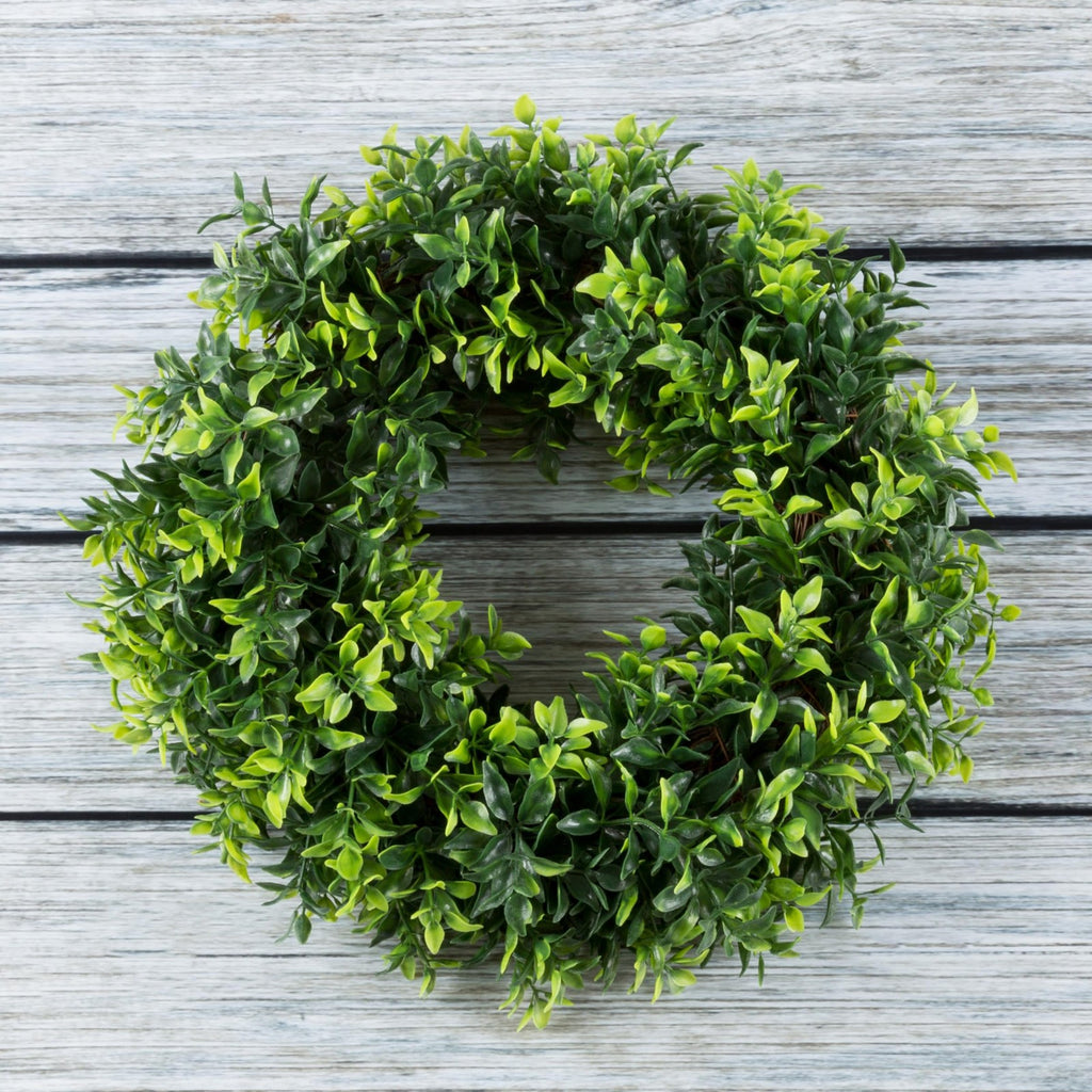 Artificial 11.5-Inch Opal Basil Wreath - All Season Front Door Decor