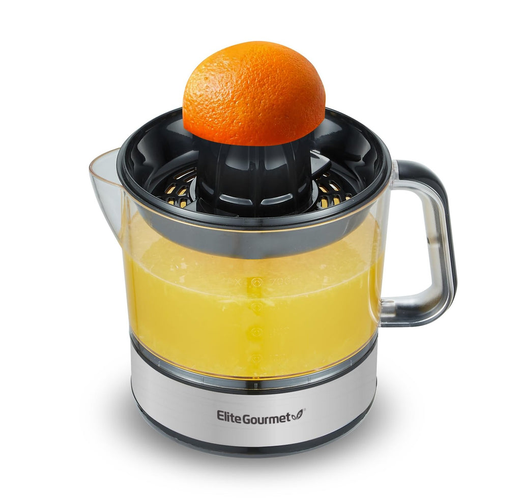 Compact Electric Citrus Juicer 24oz, Pulp Control, Black & Stainless Steel