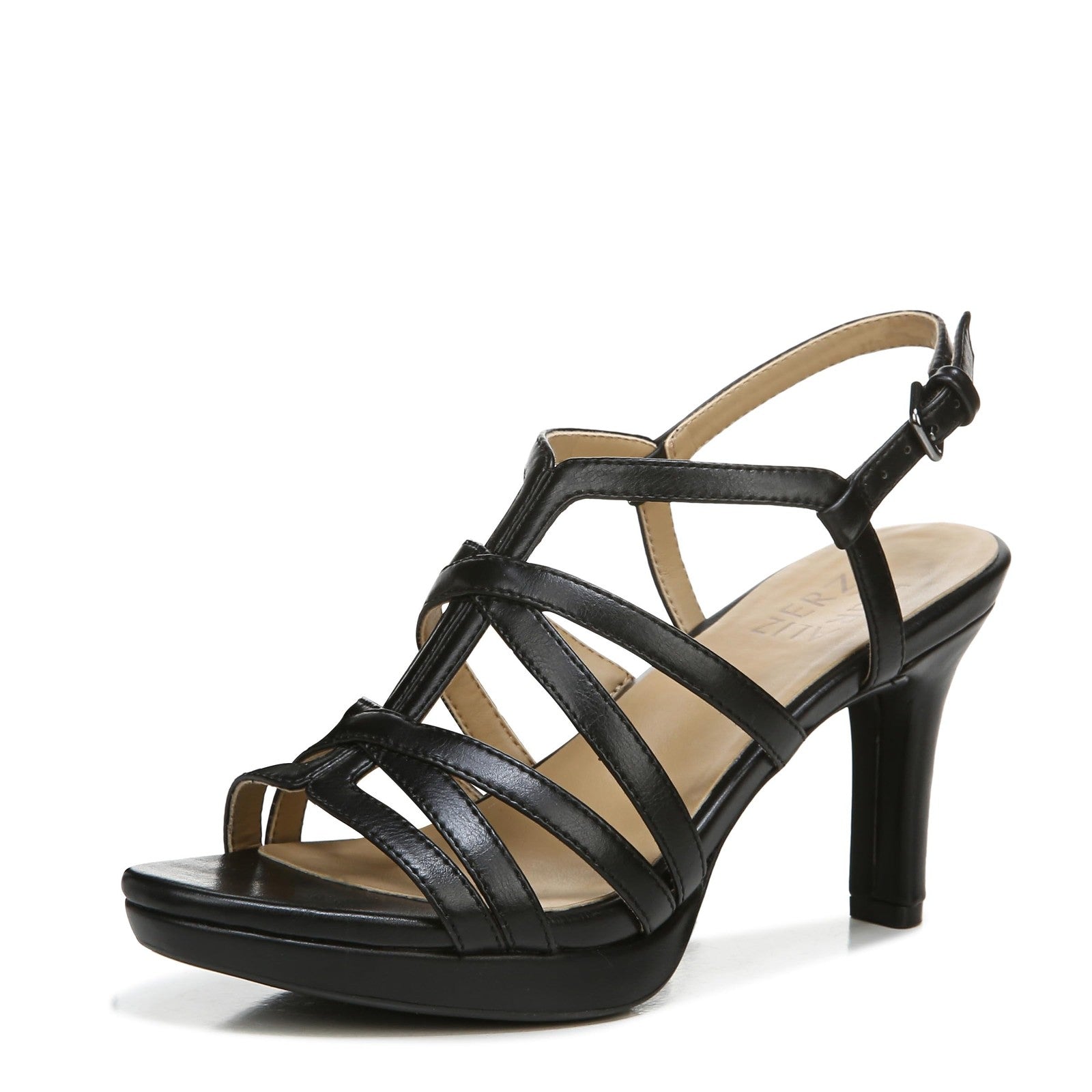 Naturalizer Womens Baylor Strappy High Heel Dress Sandal Black Smooth 7 M