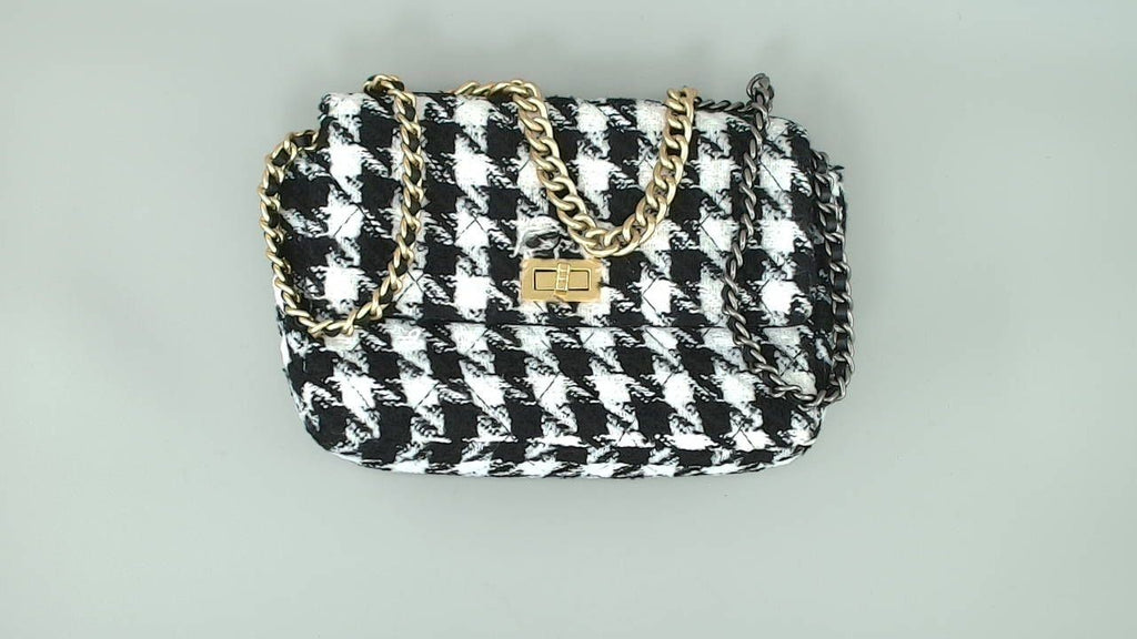 DKNY Magnolia Shoulder Bag, Black/White Houndstooth